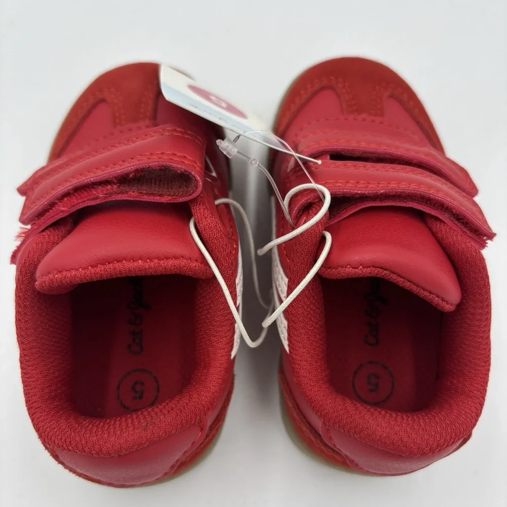 NWT Boys Size 5 Red Cat & Jack Toddler Dakota Retro Hook and Loop Court Sneakers